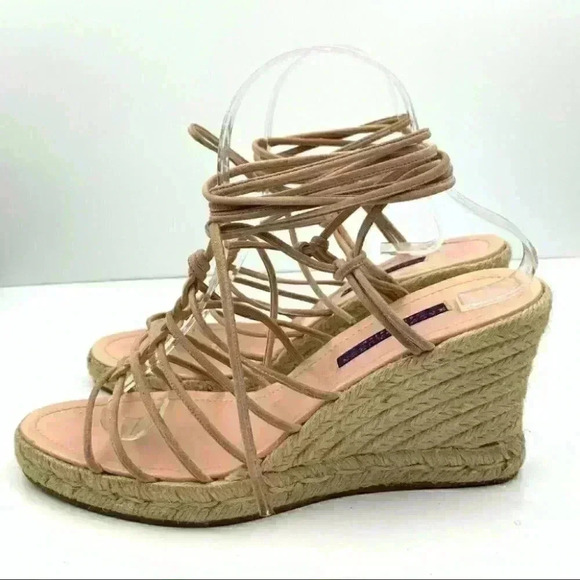 Ralph Lauren Purple Collection sandals 8.5 pink Italian leather Espadrilles - Picture 4 of 11